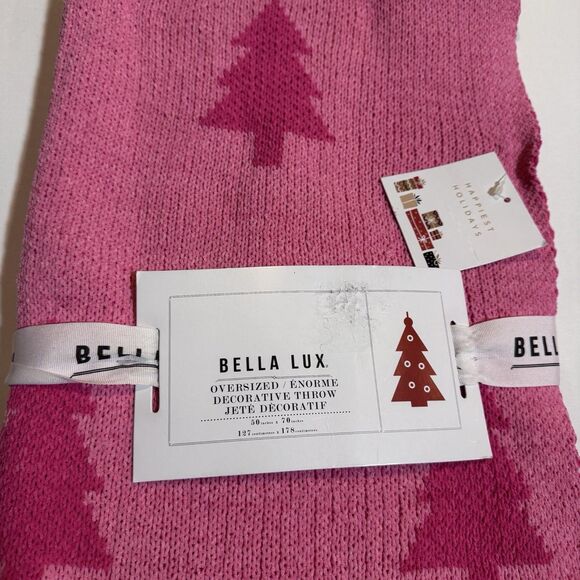 Bella Luxx Other - Oversized Decorative Throw Blanket , Pink Christmas Tree Patterned Size 50x70